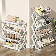 Foldable Shoe Rack, 4-Tier Installation-Free Shoe Rack, Free Standing Shoe Shelf Storage Organizer for Closet, Entryway, Balcony, Living Room, Bedroom, Brown