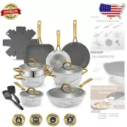Stylish 16-Piece Nonstick Cookware Set with Utensils - Complete Kitchen Solution