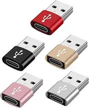 SECFOU USB c 3.0 to USB 3.0 Adapter Pack 5pcs Data Sync Charger Adapter for Mobiles Laptops