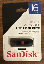 NEW SanDisk 16GB Elevate Cruzer Glide USB Flash Drive w/ Retractable Connector