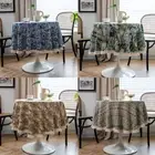 Round Table Cloth Cover Printed Tassel Dining Tablecloth Protector Home Decor