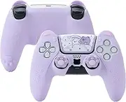GeekShare Cute Bear PS5 Controller Skin Set Anti-Slip Silicone Protective Cover Skin Case for PS5 Wireless Controller with 2 Thumb Grip Caps and 1 Sticker (Purple)