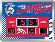 Licensed AFL Glass Scoreboard LED Clock - Western Bulldogs - New