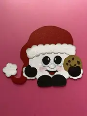 Snowball Cookie in Santa hat layered scrapbook paper design handmade in Mt