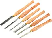 6PC HSS Blade Wood Turning Lathe Chisel Set Woodworking Carving Tool Long Handle