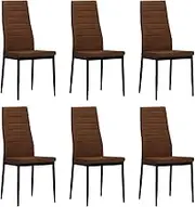 Dining Chairs 6 pcs Brown Fabric,Chic Contemporary Metal Frame Polyester Fabric Upholstered Dining Chairs (Set of 6) Dining Furniture, Dining Chairs