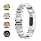 StrapsCo Block Link Rhinestone Alloy Watch Bracelet Band Strap Fitbit Charge 3