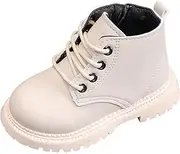 [Happy Cherry] Baby Work Boots Autumn Fashion Leather Lace-Up Boots Soft Flat Ankle Snow Boots