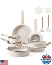 VEVOR 17 Piece Pots and Pans Set, Granite Nonstick Cookware Set, Induction Co