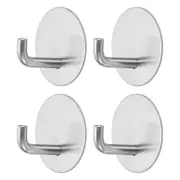 4pcs Self Adhesive Hook Stainless Steel Loofah Robe Towel Wall Hooks, Silver