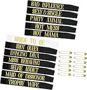 Snsowed 12 Pack- Bachelorette Party Bride to Be Sash- Unique Bride Bridesmaid Sashes for Bachelorette Party (Black, Rose Gold Letters)
