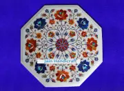 12" white Marble side Table Top Stone malachite Inlay Coffee Table for decor
