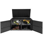 Costway Garden Patio Rattan Storage Container Box Bin Shelf Mix Black