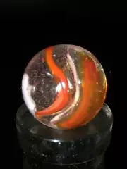 Peltier clear clown electric red "drizzle" VHTF "2 FREE old marbles included"