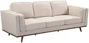 3 Seater Sofa Beige Fabric Modern Lounge for Living Room Couch with Wooden Frame