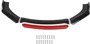Universal Front Bumper Lip Lower Chin Spoiler Splitter Body Kit Air Dam Automotive Protector, Universal Fit for Most Cars, Glossy Black with Red Tongue