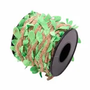 5m Green Leaf Hessian Burlap Ribbon Roll