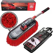RIDE KINGS Car Duster Exterior Scratch Free, Soft Car Brush Kit, Wax Cotton Hair, Car Dusters With Extendable Stainless Steel Handle, Duster for Car Cleaning, Dust Pollen Removing, No Lint