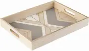 Refined Wood Serving Tray - Decorative for Home Decor or Coffee Table 16"x12"x2"