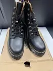 Doc Martens Leona Platform Combat Leather Boots •Women 38/US 7 Chunky Heel Black