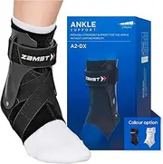 Zamst A2-DX Black Ankle Brace for Sports - Breathable Sports Ankle Support for Men and Women with Guard Stabilisers for High-Grade Ankle Sprain - Right, Small