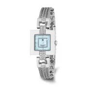Charles Hubert Stainless Steel Wire Bangle Light Blue MOP Dial Watch