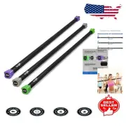 Color-Coded Weighted Bars with Anti-Roll Caps - 3 Sizes for Home Fitness