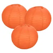 3Pcs Decorative Hanging Round Paper Lanterns 35cm/14", Orange Red