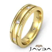 Diamond Mens Eternity Wedding Band Matt Finish Solid Ring 18k Yellow Gold 0.16Ct