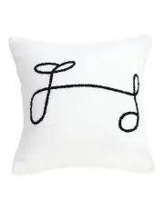 [Soga International] Minimalist Script Letter Embroidered Pillow 45cm in White