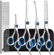 Dog Grooming Scissors Kit with Safety round Tips, Professional 6 in 1 Grooming