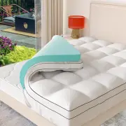 Memory Foam Mattress Topper Cover, Full Size 4inch, White, Dual Layer Gel & P...