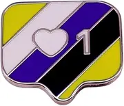 [Pinstant] Like Button Heart Love 1 Speech Bubble Icon Favorite Non Binary Nonbinary Gender Neutral Flag Colors LGBTQ 1.2" Enamel Pin Badge, 1.2 Inches wide, Enamel, enamel