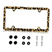 Leopard License Plate Frame - Cheetah Leopard Print Brown Cheetah Leopard 2