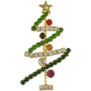 MODERN CRYSTAL GREEN CHRISTMAS TREE BROOCH PIN MADE WITH SWAROVSKI ELEMENTS