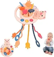 Baby Sensory Toys Montessori Pull String Activity Motor Skills for Travel, Boys Girls Birthday Gift Montessori Toys for 18M+ Pig