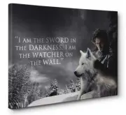 Game Of Thrones Jon Snow Watcher on the Wall Framed Canvas Art (Ready To Hang)