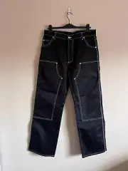 Heron Preston Constrast Stitch Double Knee Pants - Size Large - Black - NEW