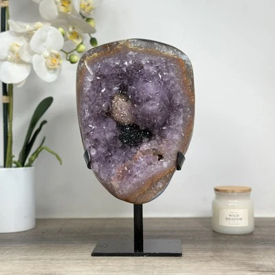 Rare Natural Amethyst Cluster with Black Hematite Formation. MWS1717