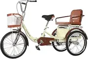 Three Wheel Bike, Adult Tricycle Foldable 20inch Three Wheel Bike Cargo Basket Trike Bike Bicycle for Shopping Picnic Outdoor Sports Men Women Cycling Pedalling