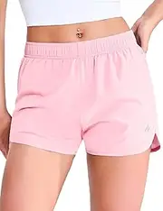 [Nepest] Women's Running Shorts with Mesh Liner Elastic Waist Quick Dry 3 inch Inseam Athletic Workout Shorts