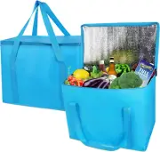 2-Pack Extra Insulated Grocery Shopping Bag, Large Blue, Reusable Bags,Pizza,Stu