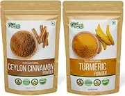 Organic Zing Bundle of : Cinnamon Powder - 115 g / 4 oz & Turmeric Powder - 115 g / 4 oz