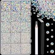 16000Pcs Resin Jelly Rhinestones with Tweezers for Crafting, Transparent AB 2-6mm Mixed Sizes Flatback Gems, Bedazzling Crystal for DIY Crafts Clothing Tumblers Mugs Shoes Fabric Nail Art