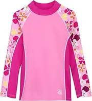 [tuga sunwear] Tuga Girls Long Sleeve Rash Guards 1-14 Years, UPF 50+ Sun Protection Swim Shirt