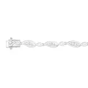 Sterling Silver Open Leaf Cz Fancy Bracelet in Clear