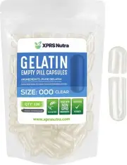 100 Empty Size #000 Clear Kosher Gelatin Capsules Pills USA Made FRESH Gel caps