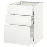 METOD base cabinet with 3 drawers, white Maximera/Voxtorp matt white, 60x60x80 cm