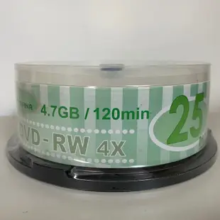 DVD+RW 4X 4.7G 可重覆燒錄空白光碟 25片裝 可燒錄光碟 空白光碟片 空白片 燒錄片 台灣製