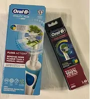 Bundle of Oral B Braun Vitality Floss Action Electric Toothbrush and 3 Floss Action Replacement Heads